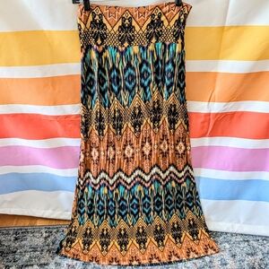 Vintage Wet Seal Multicolor Geometric Aztec Print Maxi Skirt Boho Western Y2K M